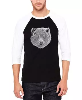 Мужская футболка с бейсбольным регланом word art bear face LA Pop Art, мульти