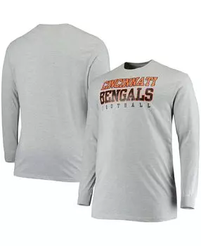 Мужская футболка с длинным рукавом из меланжевой ткани cincinnati bengals practice больших и высоких размеров Fanatics, мульти
