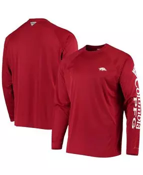 Мужская футболка с длинным рукавом PFG Cardinal Arkansas Razorbacks Terminal Tackle Omni-Shade Columbia