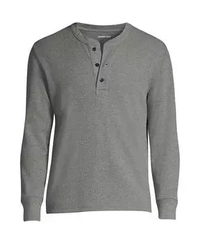 Мужская футболка с длинными рукавами Comfort-First Thermal Waffle Henley Lands' End, серый