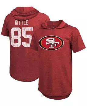 Мужская футболка с капюшоном george kittle heathered scarlet san francisco 49ers name number tri-blend с капюшоном Fanatics