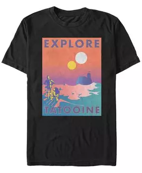 Мужская футболка с коротким рукавом с плакатом star wars explore tatooine retro c-3po r2-d2 Fifth Sun, черный