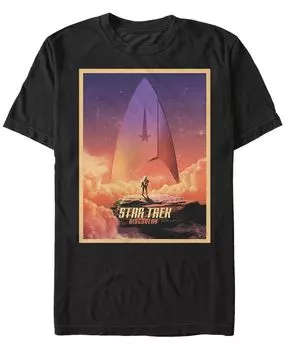 Мужская футболка с коротким рукавом star trek discovery starfleet space poster Fifth Sun, черный