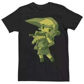 Мужская футболка с портретом Zelda Spirit Flute Licensed Character, черный