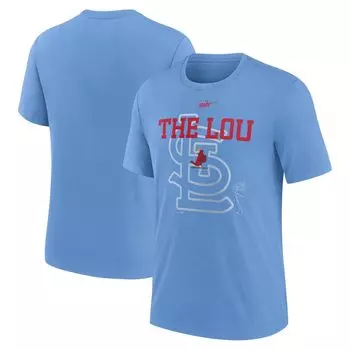 Мужская голубая футболка трехцветного цвета Nike St. Louis Cardinals Rewind Retro