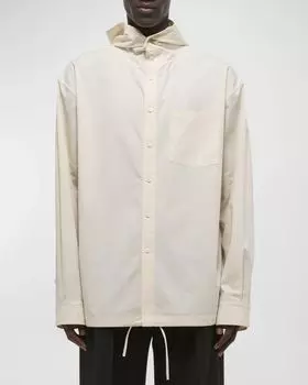 Мужская хлопковая рубашка с капюшоном Helmut Lang, цвет Vanilla