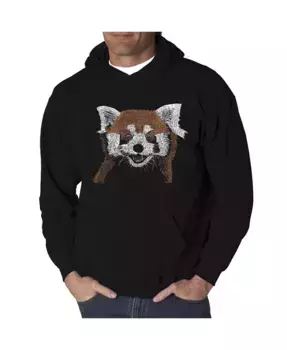 Мужская худи с принтом Red Panda Word Art LA Pop Art, черный