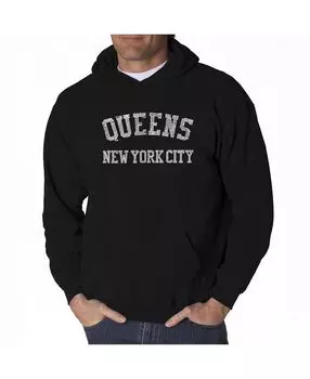 Мужская худи word art - queens ny neighbourhoods LA Pop Art, черный