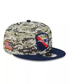 Мужская камуфляжная бейсболка New England Patriots 2023 Salute To Service 9FIFTY Snapback New Era, зеленый