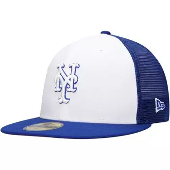 Мужская кепка New Era Royal/Белый New York Mets 2023 для тренировок на поле 59FIFTY Облегающая шляпа