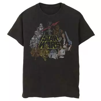 Мужская классическая футболка с рисунком литой линии и графикой Star Wars