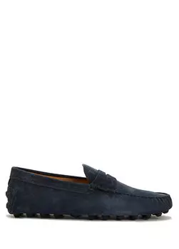 Мужская кожаная куртка темно-синего цвета с полоской Tod's