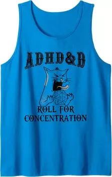 Мужская майка Funny Tees Gamer RPG Apparel Cats RPG Gamer Roll For Concentration, синий