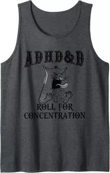Мужская майка Funny Tees Gamer RPG Apparel Cats RPG Gamer Roll For Concentration, темно-серый