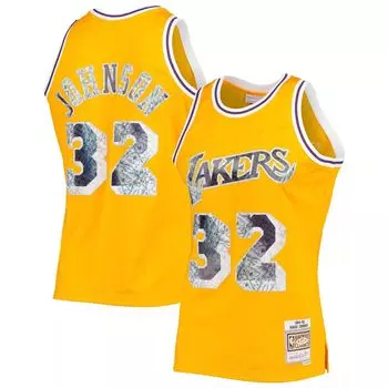 Мужская майка Mitchell & Ness Magic Johnson Gold Los Angeles Lakers 1984-85 Hardwood Classics в честь 75-летия Diamond Swingman