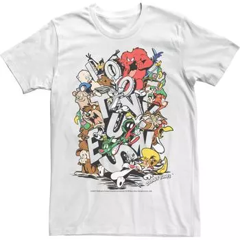 Мужская неоновая футболка Looney Tunes Group Shot Stack Licensed Character