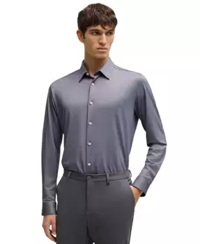 Мужская облегающая рубашка Performance-Stretch Hugo Boss, синий