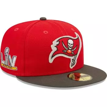Мужская облегающая шляпа New Era Red/Pewter Tampa Bay Buccaneers Super Bowl LV Letterman 59FIFTY