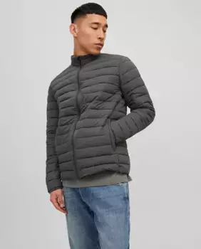 Мужская однотонная утепленная куртка Jack & Jones, серый