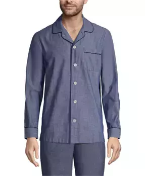 Мужская пижамная рубашка Essential Lands' End, синий