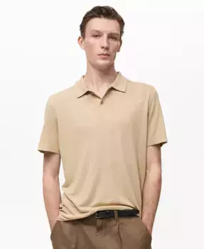 Мужская поло Slim-Fit MANGO, коричневый/бежевый