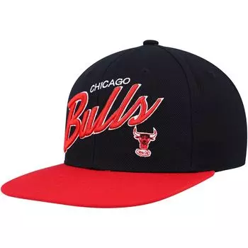 Мужская приталенная шляпа Mitchell & Ness черного/красного цвета Chicago Bulls Team Script 2.0