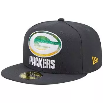 Мужская приталенная шляпа New Era Graphite Green Bay Packers Color Dim 59FIFTY