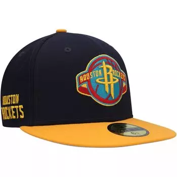 Мужская приталенная шляпа New Era Navy/Gold Houston Rockets Midnight 59FIFTY