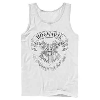 Мужская простая майка с рисунком Гарри Поттера и гербом Хогвартса Harry Potter