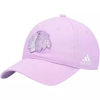 Мужская регулируемая кепка adidas Purple Chicago Blackhawks 2021 Hockey Fights Cancer Slouch