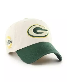 Мужская регулируемая шапка '47 кремового, зеленого цвета Green Bay Packers Sidestep Clean Up '47 Brand