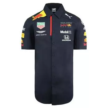 Мужская рубашка Aston Martin Red Bull Racing Team f1 с коротким рукавом 762883 01 Puma, синий
