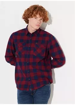Мужская рубашка бордового цвета Regular Fit Lee