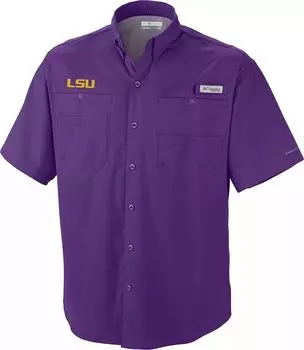 Мужская рубашка Columbia LSU Tigers фиолетового цвета Tamiami Performance