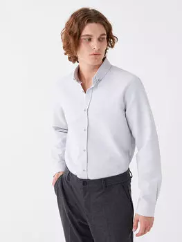 Мужская рубашка Добби Slim Fit с длинным рукавом LCW Vision, серый