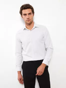 Мужская рубашка Добби в полоску с длинными рукавами Slim Fit LCWAIKIKI Formal