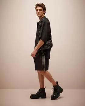 Мужская рубашка Logomania All Over Minimal с коротким рукавом и крупной посадкой Balenciaga
