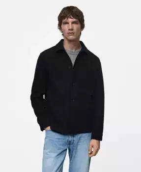 Мужская рубашка-овершот Regular Fit с деталями карманов MANGO, синий