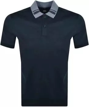 Мужская рубашка-поло Hugo Boss Phillipson 117 с коротким рукавом, темно-синяя