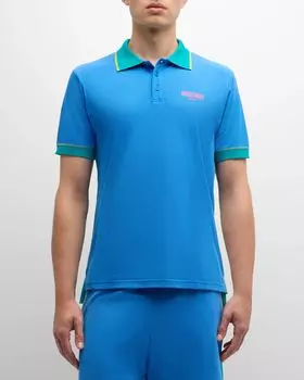 Мужская рубашка-поло с цветными блоками и кончиками Moschino, цвет Blue Multi