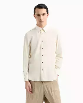 Мужская рубашка прямого кроя с полосатым принтом Emporio Armani, цвет Crudo