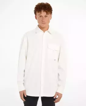 Мужская рубашка с вышивкой на спине и длинными рукавами Tommy Jeans, цвет Crudo