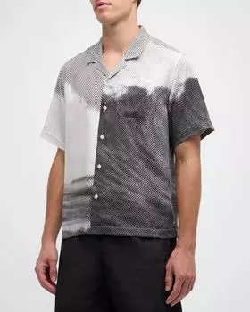 Мужская рубашка в горошек Wave Camp Stampd, цвет Black Wave Print