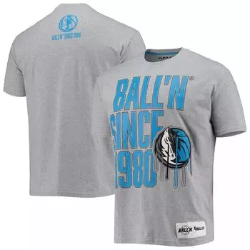 Мужская серая футболка BALL'N Heathered Dallas Mavericks с 1980 года