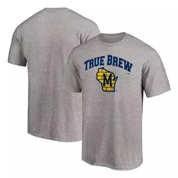 Мужская серая футболка с логотипом Fanatics Heathered Milwaukee Brewers Hometown Heater