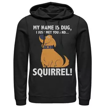 Мужская серия Disney/Pixar UP Dug Just Met and SQUIRREL! Толстовка с капюшоном Disney / Pixar