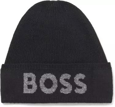 Мужская шапка-бини Hugo Boss Elio Big Logo, черная