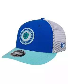 Мужская синяя бейсболка Seattle Sounders FC Throwback Trucker Low Profile 9FIFTY Snapback New Era, синий