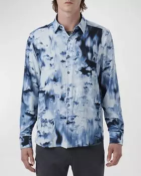 Мужская спортивная рубашка EcoVero Airbrush Bugatchi, цвет Dusty Blue