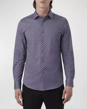 Мужская спортивная рубашка James Geometric OoohCotton Bugatchi, цвет Burgundy